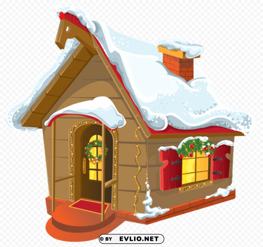 christmas winter house PNG Image with Clear Isolated Object