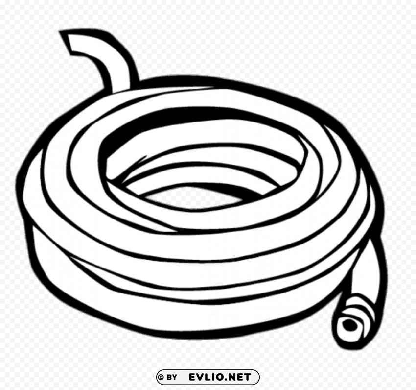 garden hose black and white Clean Background Isolated PNG Art