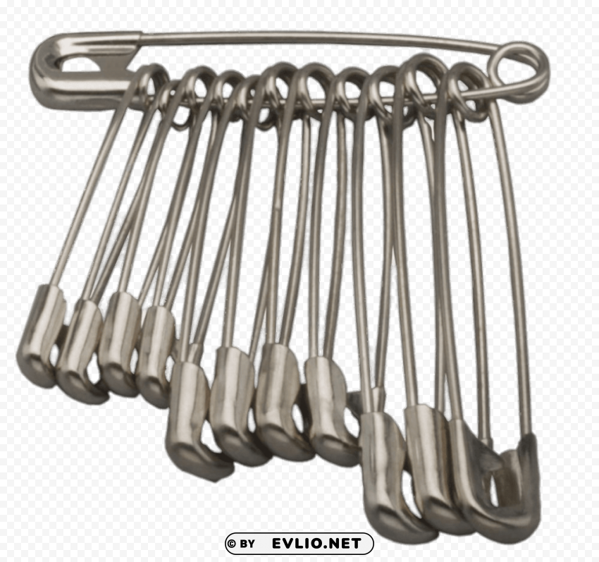 assorted safety pins PNG with clear transparency