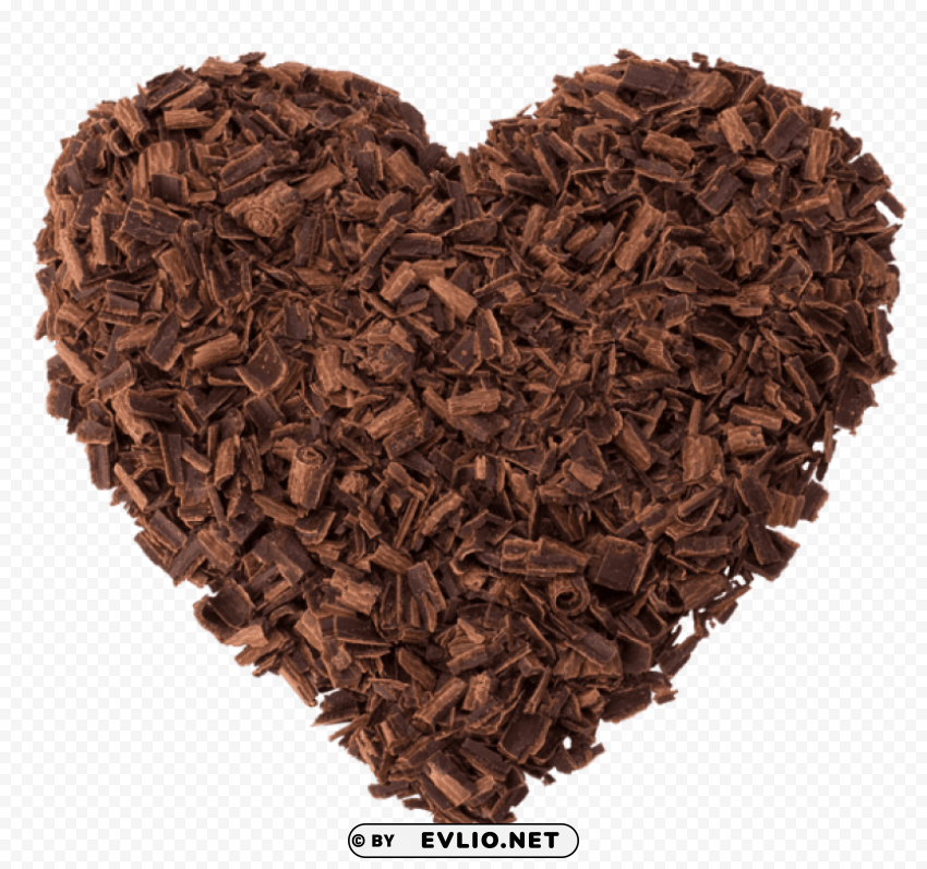 chocolate curls heart PNG with clear background set