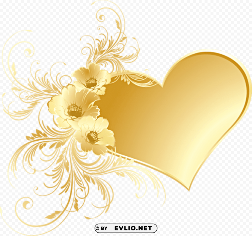 gold heart with flowers PNG free transparent png - Free PNG Images - d0f7bcc4