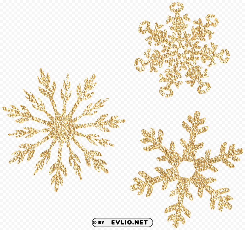 Transparent Golden Snowflakes PNG Pics With Alpha Channel