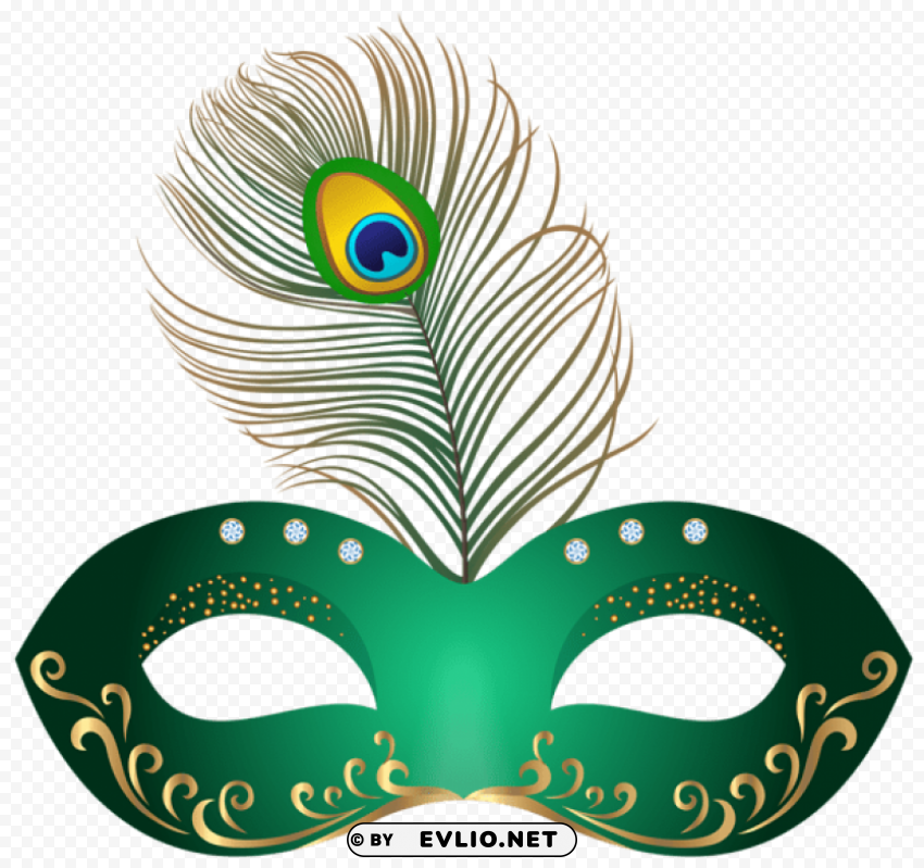 green carnival mask Isolated Item with Transparent Background PNG