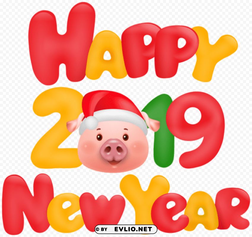 happy new year 2019 pig PNG with Isolated Transparency