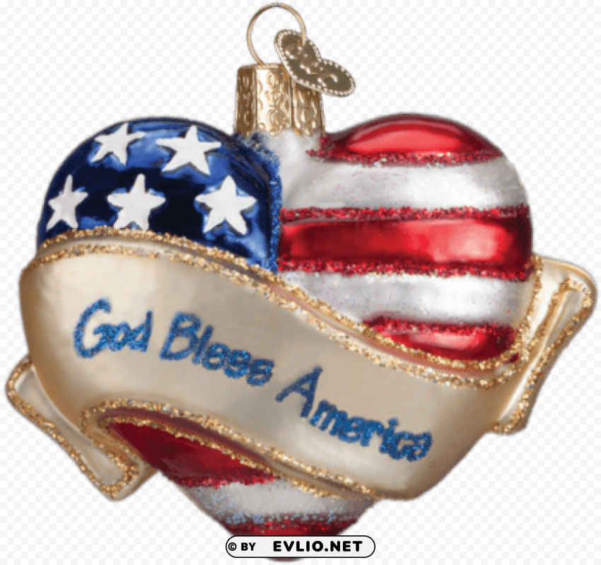 old world christmas god bless america heart ornament Isolated Object with Transparent Background in PNG