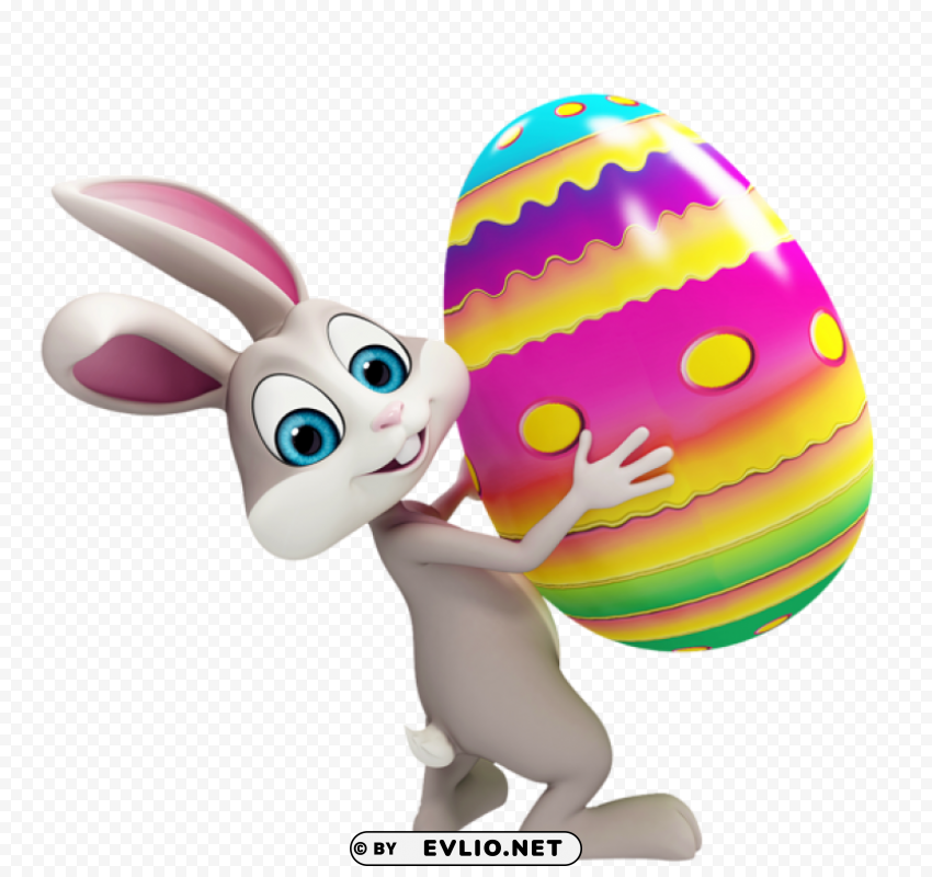 easter bunny with colorful egg Isolated Icon on Transparent Background PNG