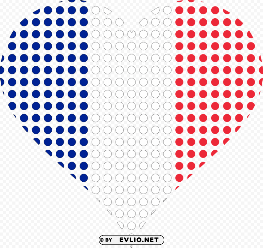 france flag heart PNG Object Isolated with Transparency