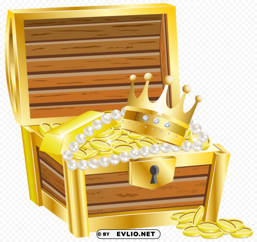 treasure chest with gold transparent ClearCut Background Isolated PNG Graphic Element