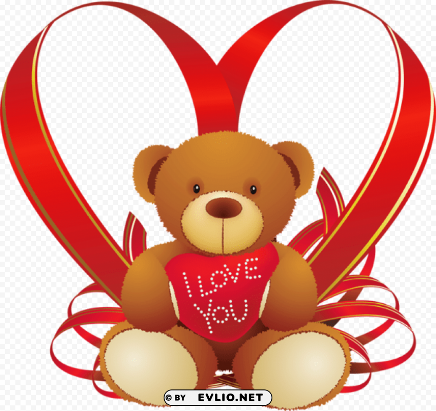 red heart with teddy bear PNG for use
