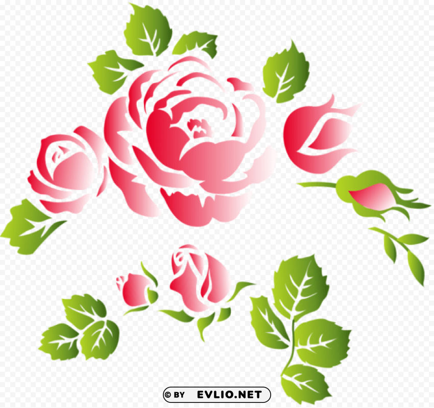 roses floral ornament Isolated Character on Transparent PNG clipart png photo - 3d703457
