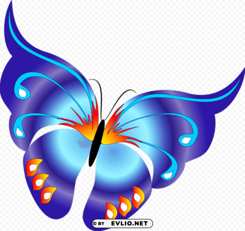 cartoon blue butterfly PNG files with alpha channel clipart png photo - f380441a