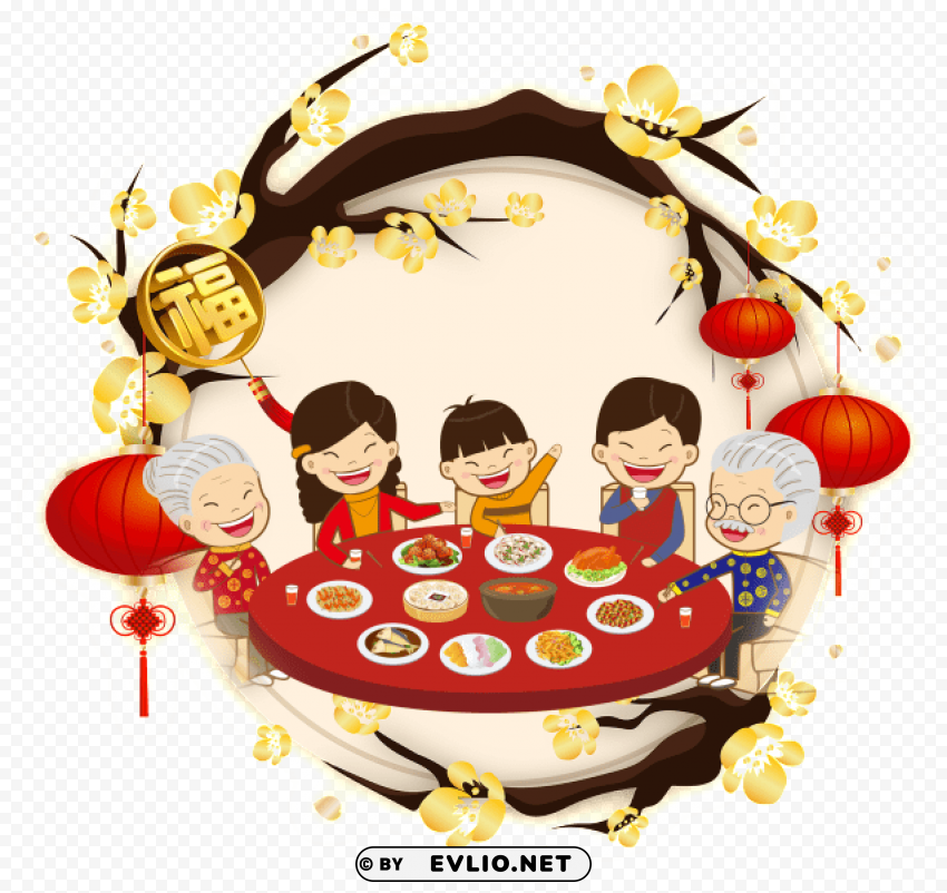 this graphics is hand drawn cartoon family reunion - greeting card for chinese new year Transparent PNG images set PNG transparent with Clear Background ID 433fc4d0