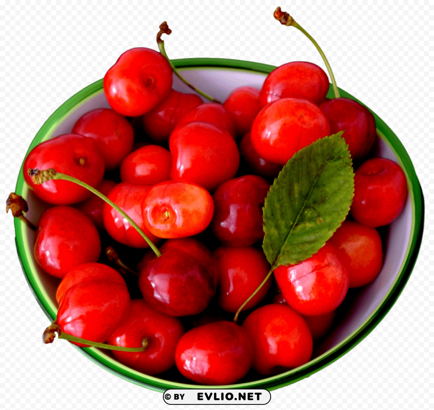 Cherry in Bowl Isolated Graphic on HighQuality Transparent PNG