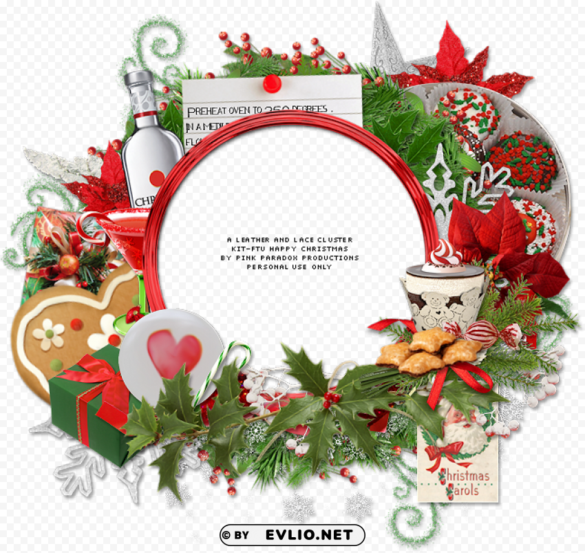 happy christmas tag and cluster frame christmas - gift basket drop shipping lf-w PNG with transparent background for free