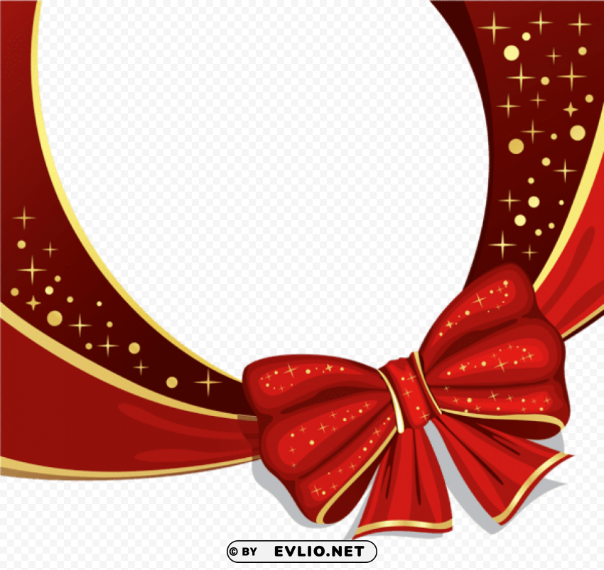 red deco ornament with bowpicture PNG with alpha channel for download