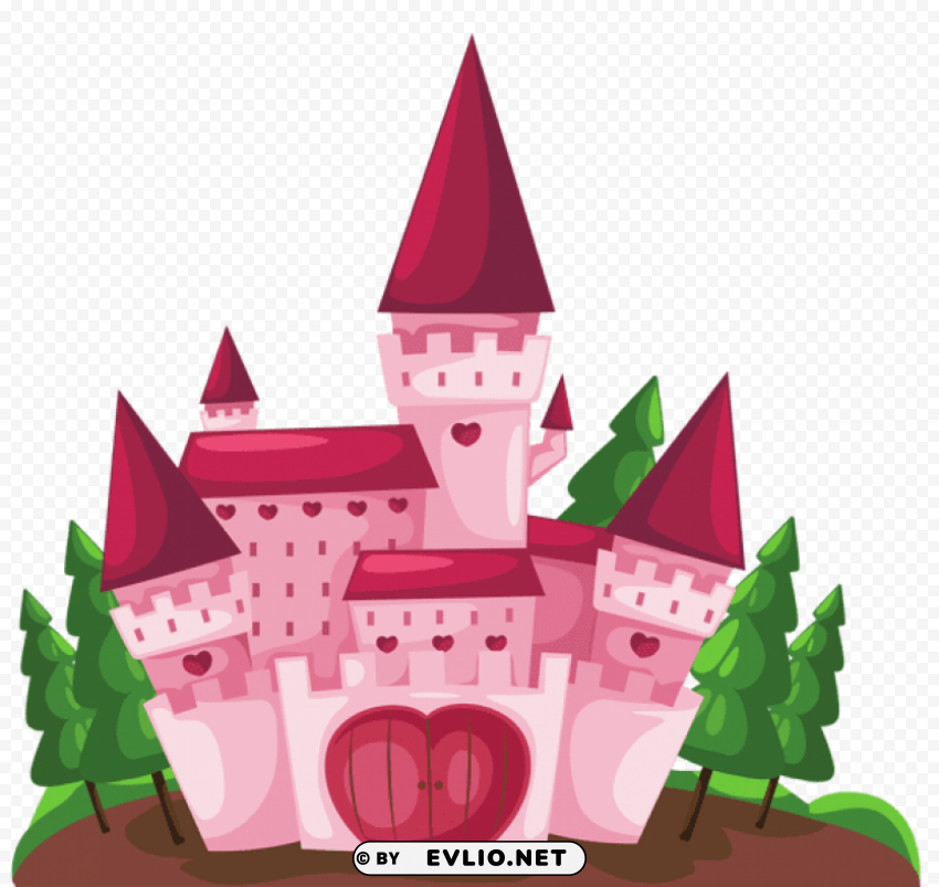 transparent pink castle Isolated Graphic Element in HighResolution PNG