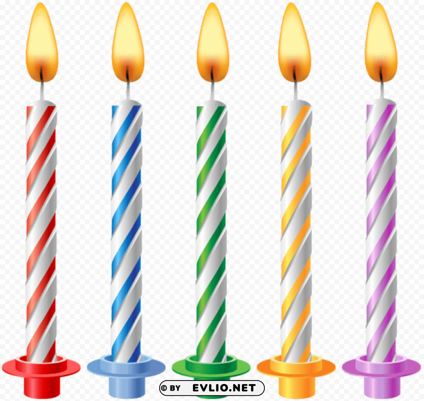 Birthday Candles Transparent ClearCut Background Isolated PNG Graphic Element