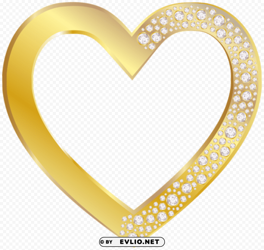 gold heart with diamonds Isolated Design Element in PNG Format