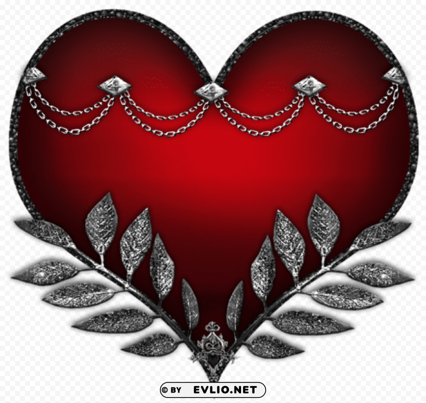 hard rock style heart Isolated Object in Transparent PNG Format
