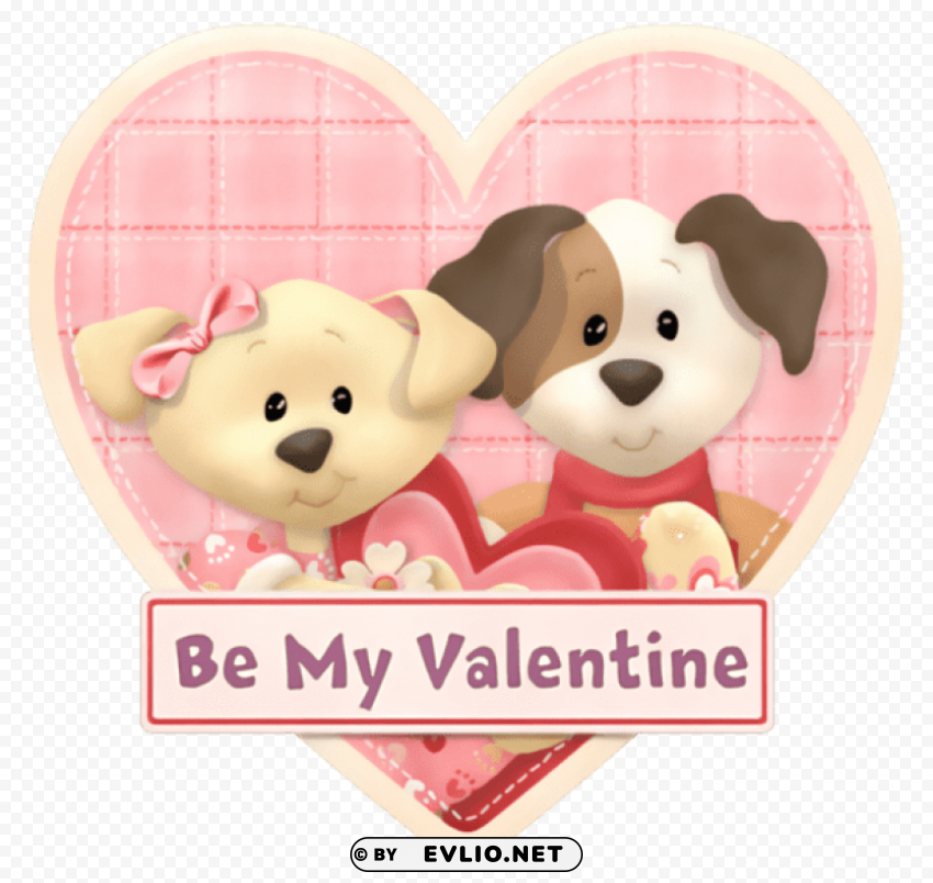 pink heart with puppies be my valentine Isolated Subject with Clear Transparent PNG