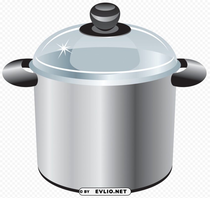 silver cooking pot clipart PNG image with no background