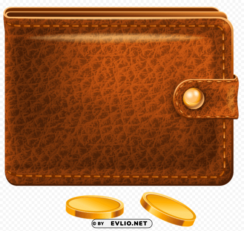 wallet with coins Isolated Character on Transparent PNG