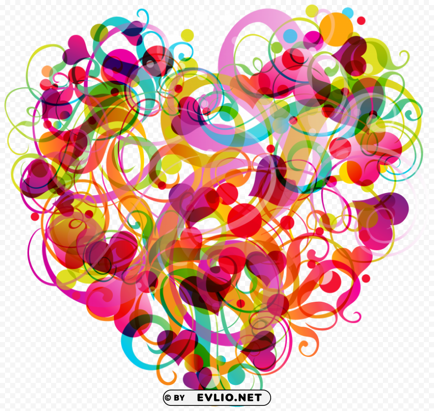 Abstract Colorful Heart PNG With No Background For Free