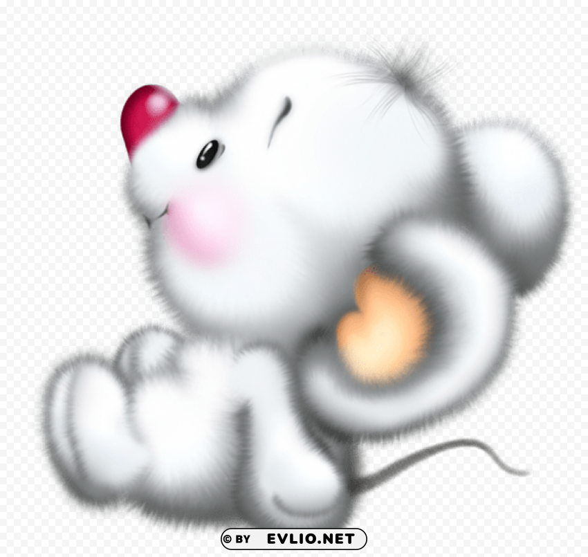 cute white mouse cartoon free Clear Background PNG Isolated Subject