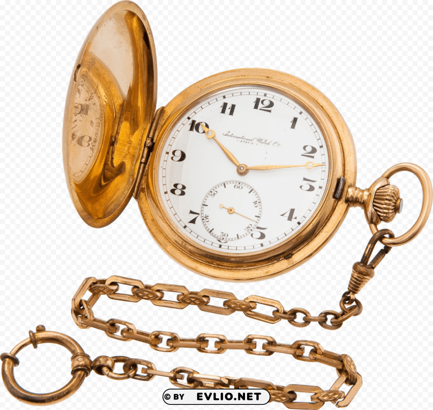 golden chain stop watch Isolated Object on Transparent Background in PNG