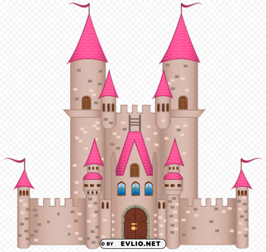 pink castle Isolated Element with Clear PNG Background clipart png photo - b3f57809