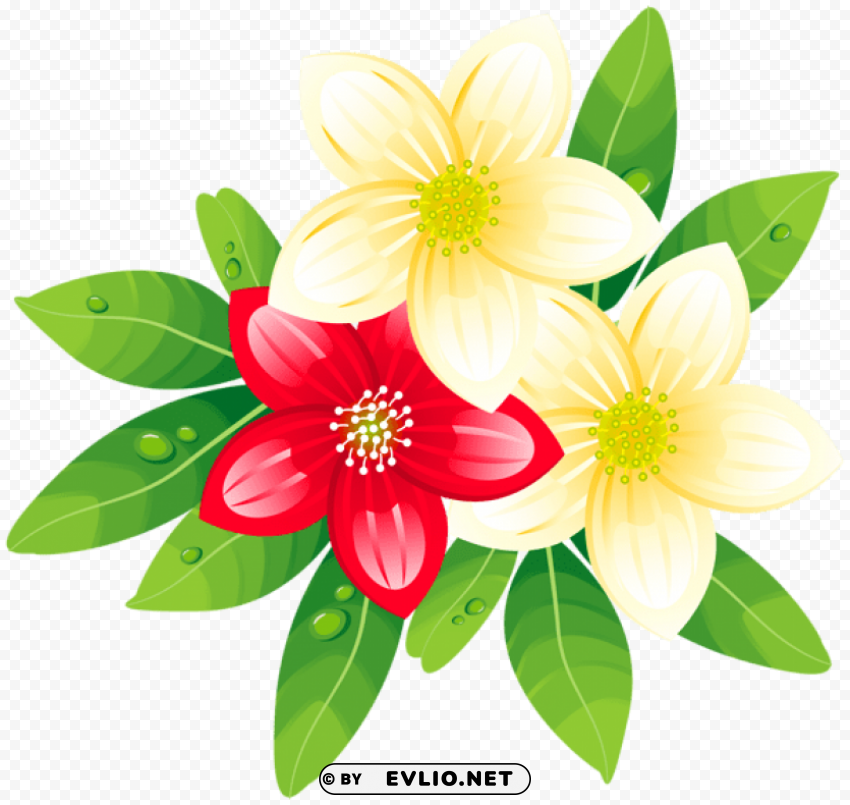 red and yellow exotic flowers PNG without watermark free