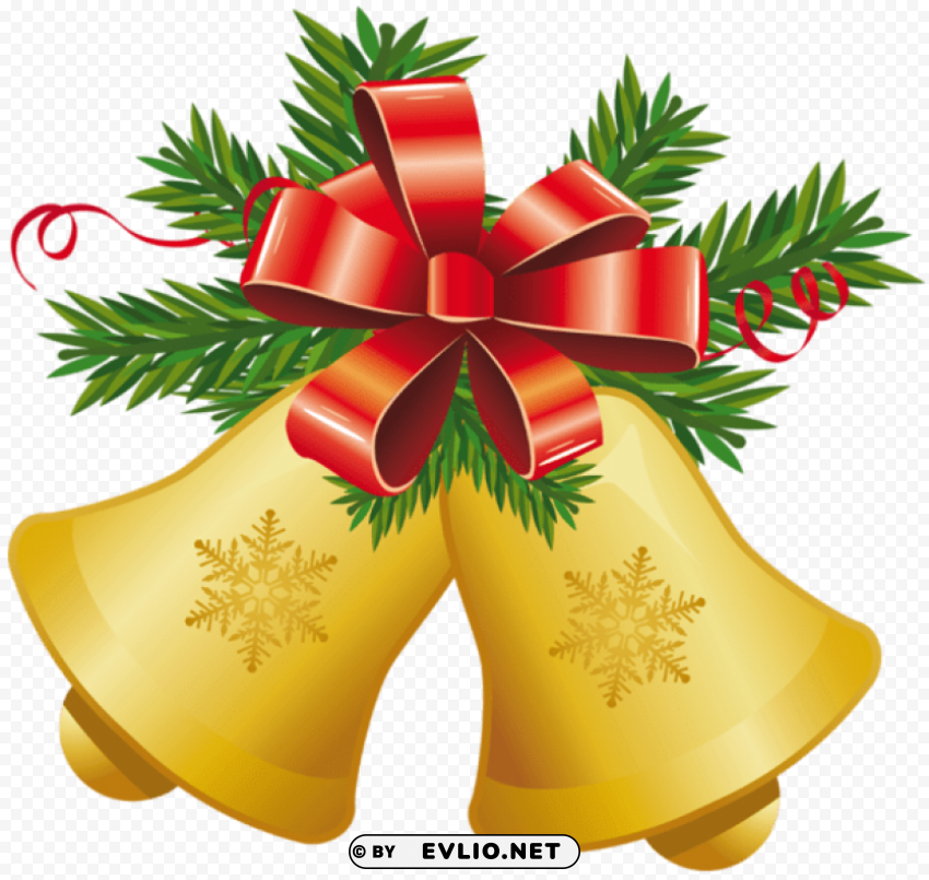  christmas yellow bells with red bow PNG transparent images mega collection