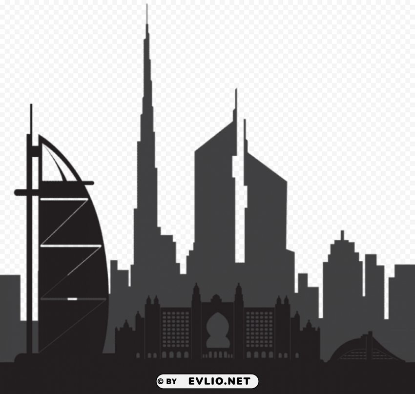 dubai silhouette PNG with Isolated Transparency