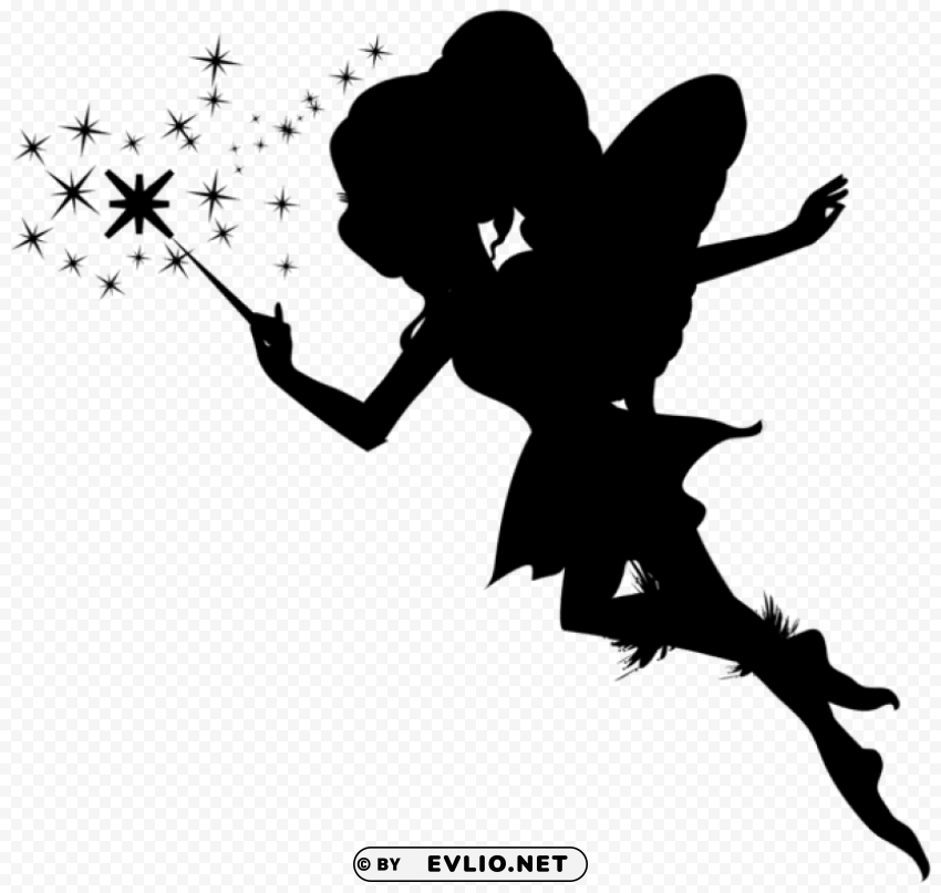 fairy with wand silhouette PNG transparent designs for projects