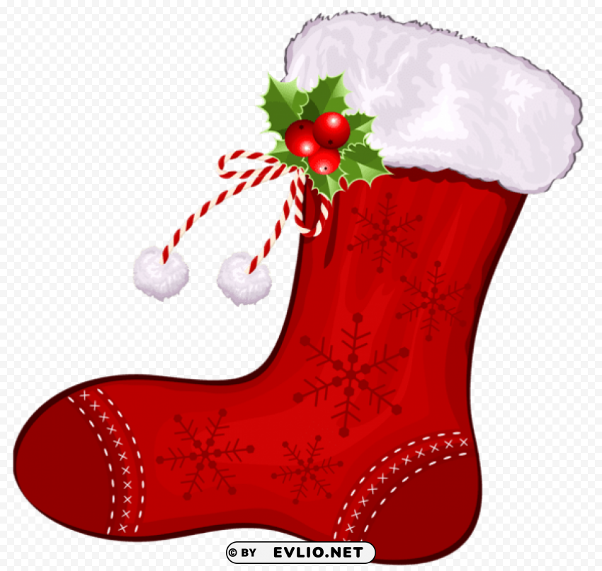 large transparent christmas red stocking Isolated Item with Clear Background PNG