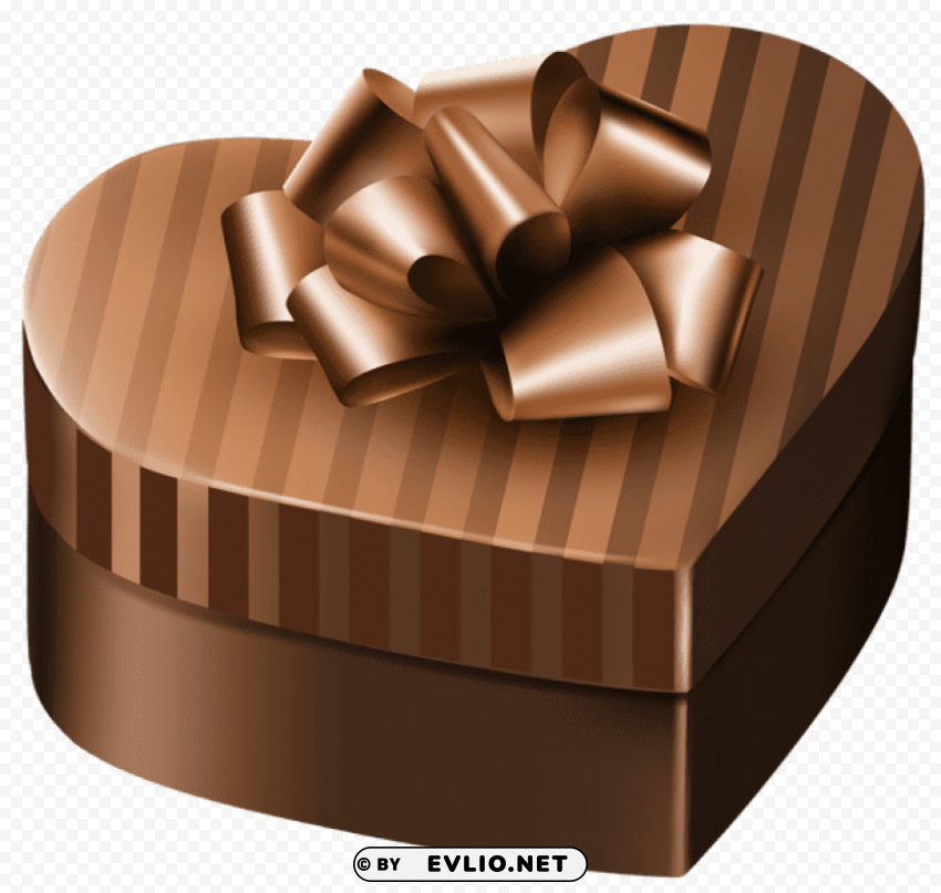 luxury gift box brown heart Transparent Background Isolated PNG Figure