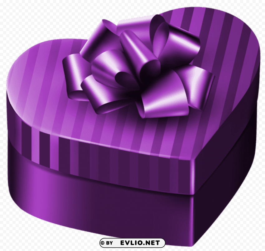 purple luxury gift box heart Transparent Background PNG Isolated Graphic