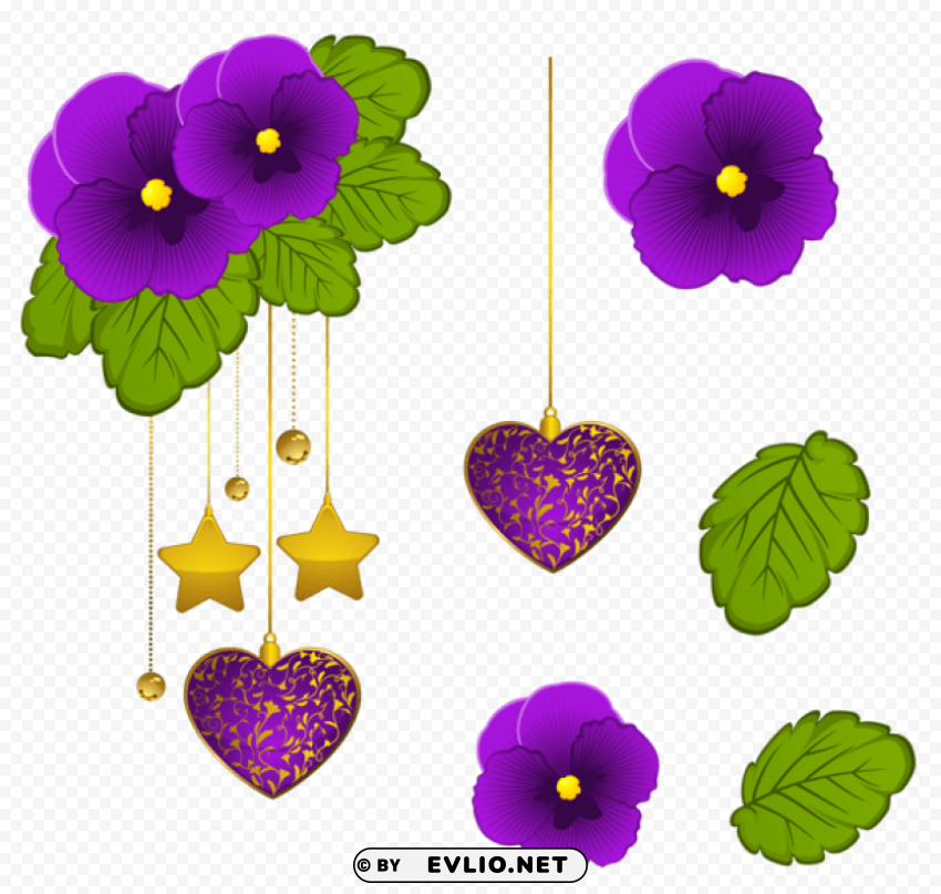 purple violets decorative element Transparent PNG download