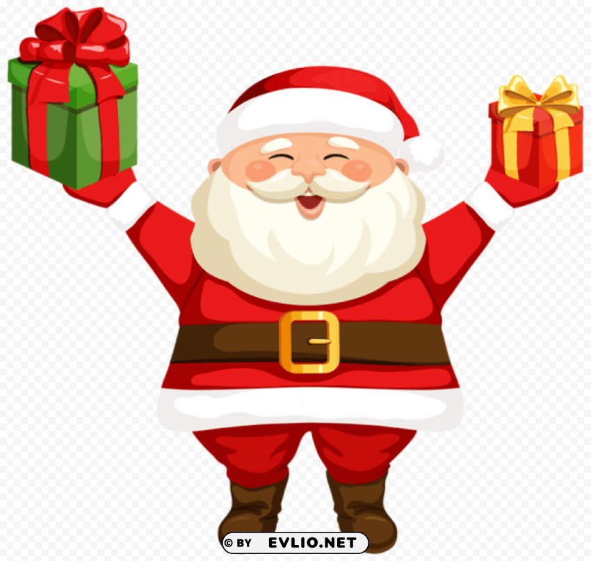 santa claus with gifts Transparent background PNG clipart