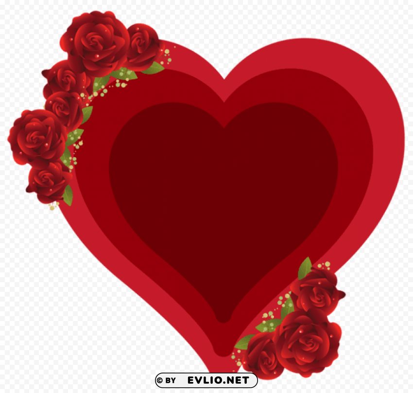 deco heart with rosespicture Isolated Subject with Clear Transparent PNG