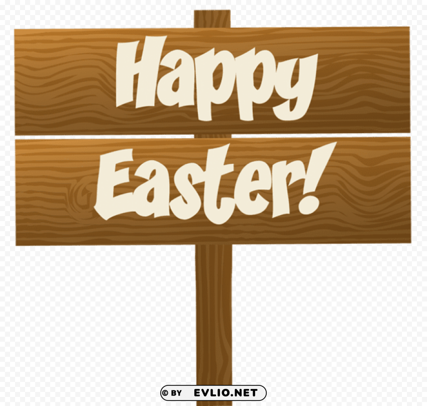 happy easter wooden sign transparent PNG Isolated Illustration with Clear Background