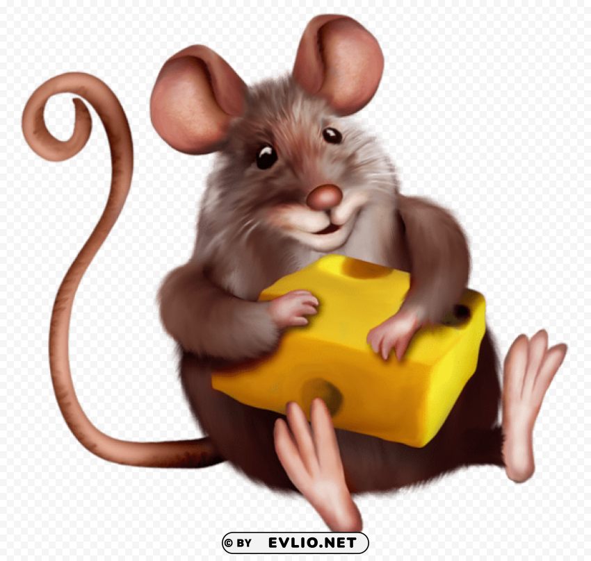 Mouse With Cheesecartoon Transparent PNG Artwork With Isolated Subject