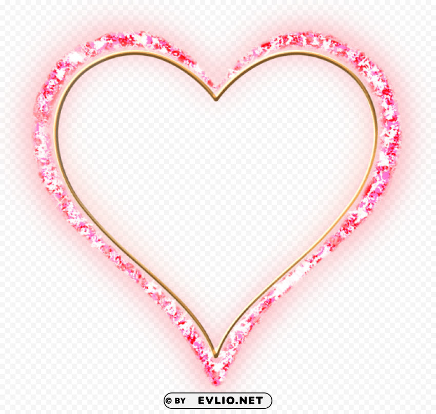 pink diamond frame gold heart PNG transparent icons for web design