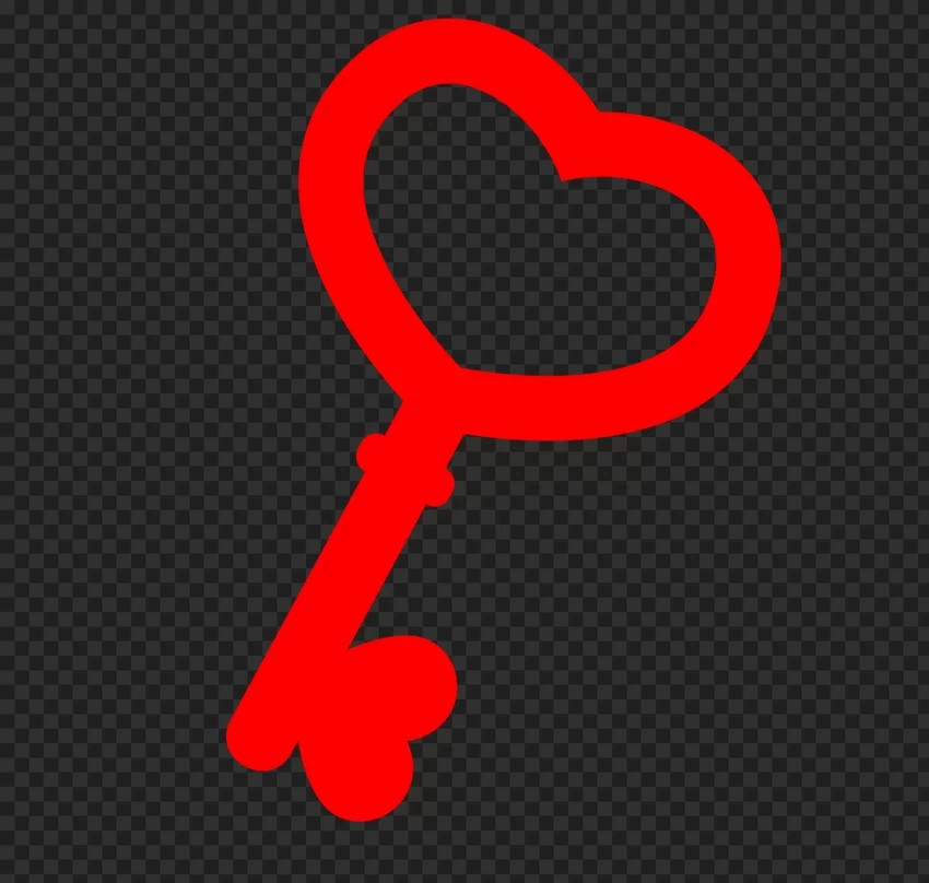 red heart key sign icon transparent background Isolated Graphic on Clear PNG