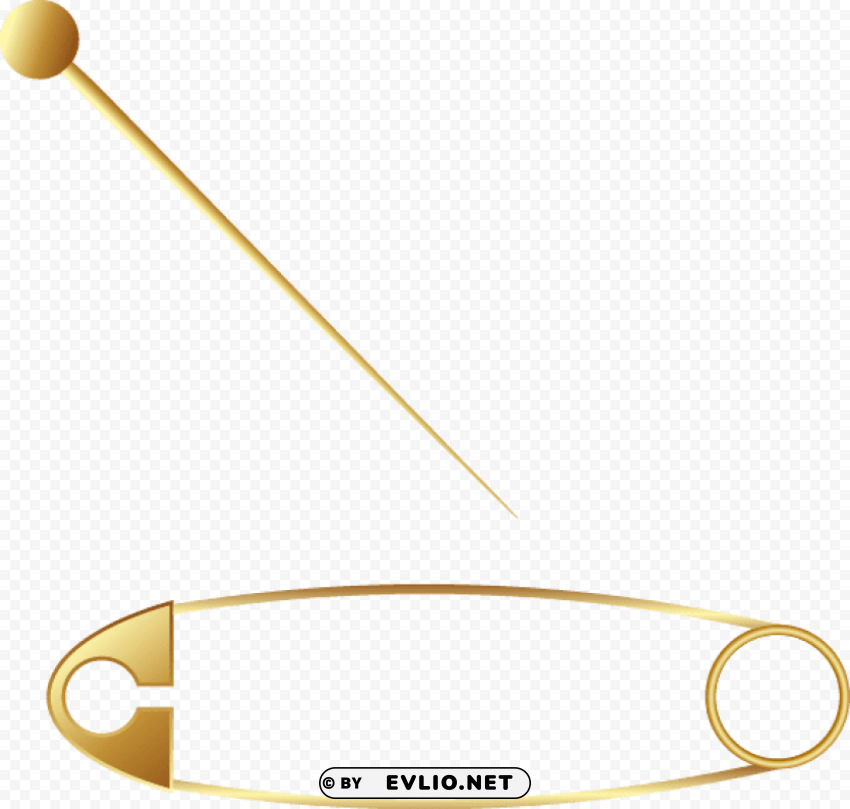 golden brooch pin safety pin's PNG with cutout background