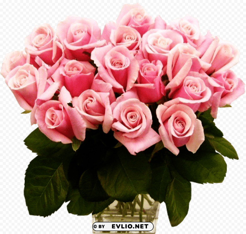 pink roses transparent vase bouquet Clear PNG image