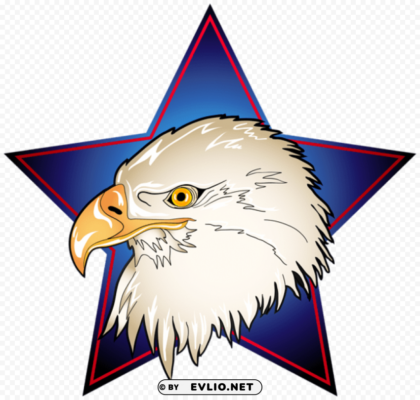 Eagle Head In Blue Star Isolated Graphic On Clear Transparent PNG