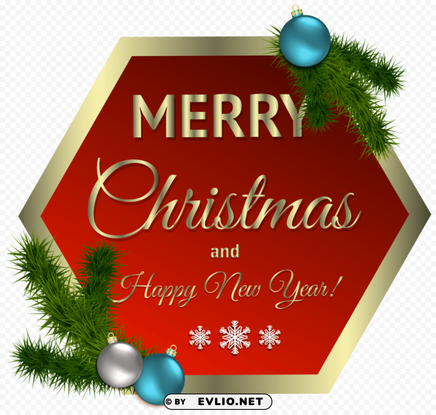 merry christmas red decor with ornaments Isolated Design Element on PNG