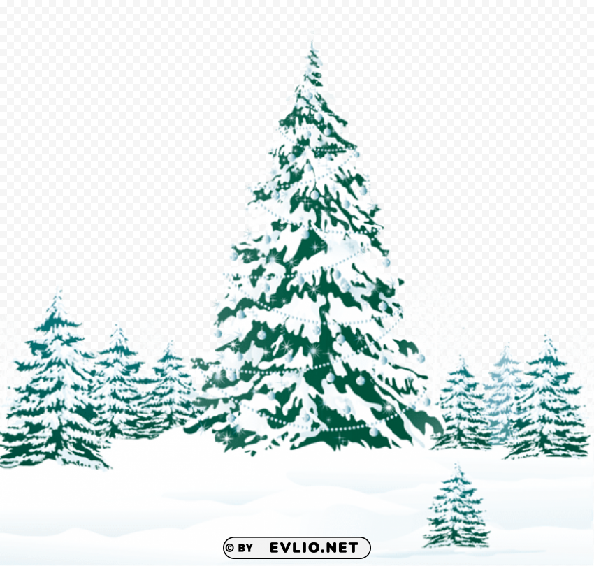 snowy winter ground with trees High-resolution PNG images with transparency wide set
