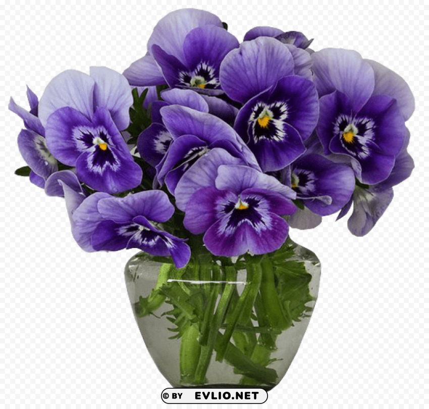 violets vase bouquet Transparent Background PNG Isolated Element